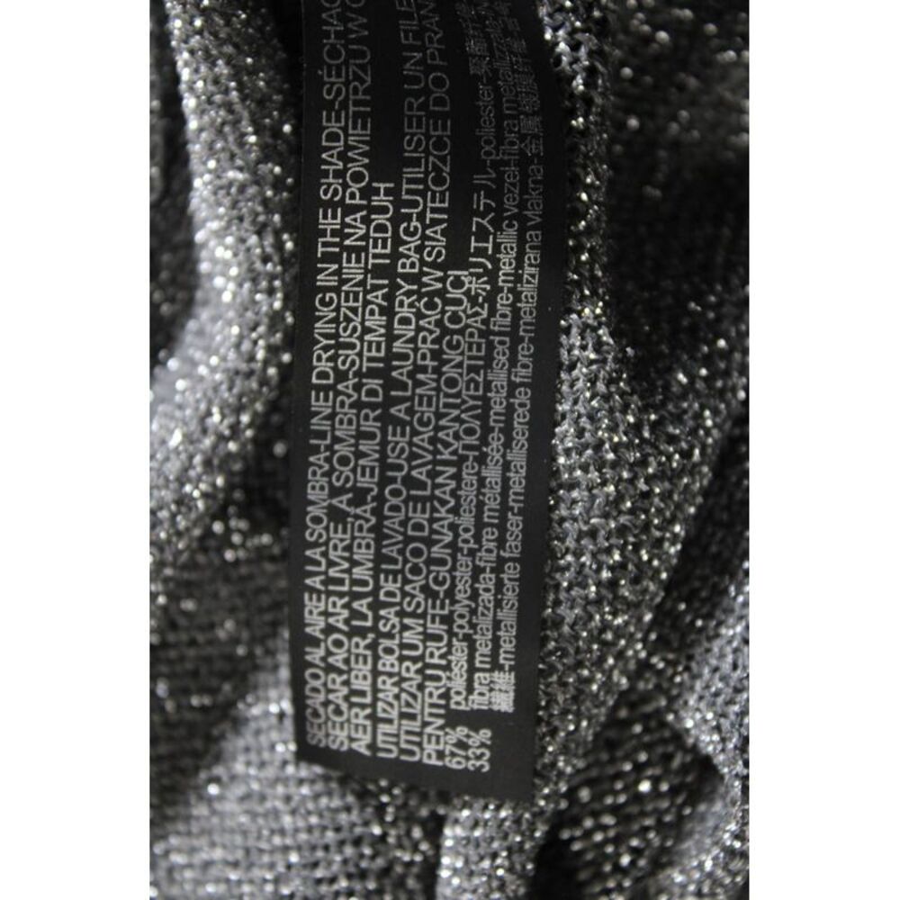 Zara Women's V-Neck Long Sleeves Glitter Silver Pullover Sweater Size  S_4